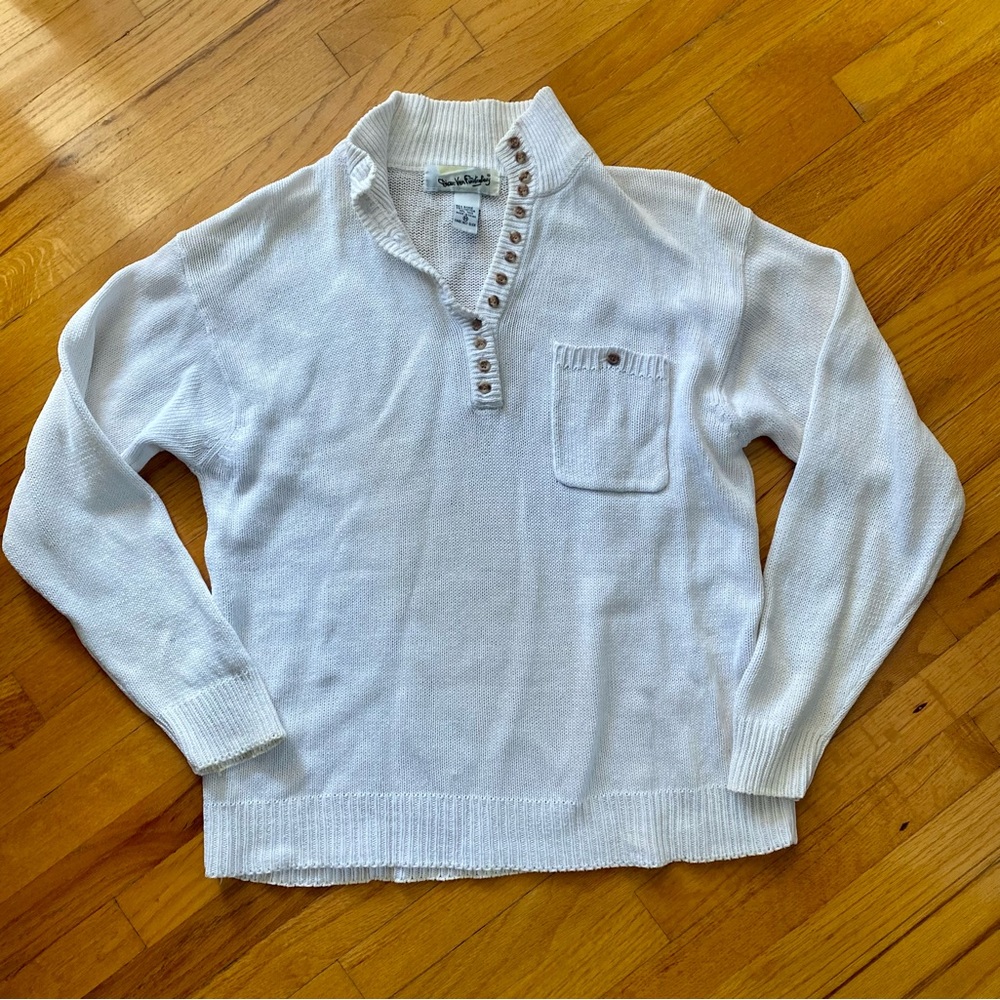 Vintage Diane Von Furstenberg White Cream Knitted M Sweater retro 80s 70s DVF